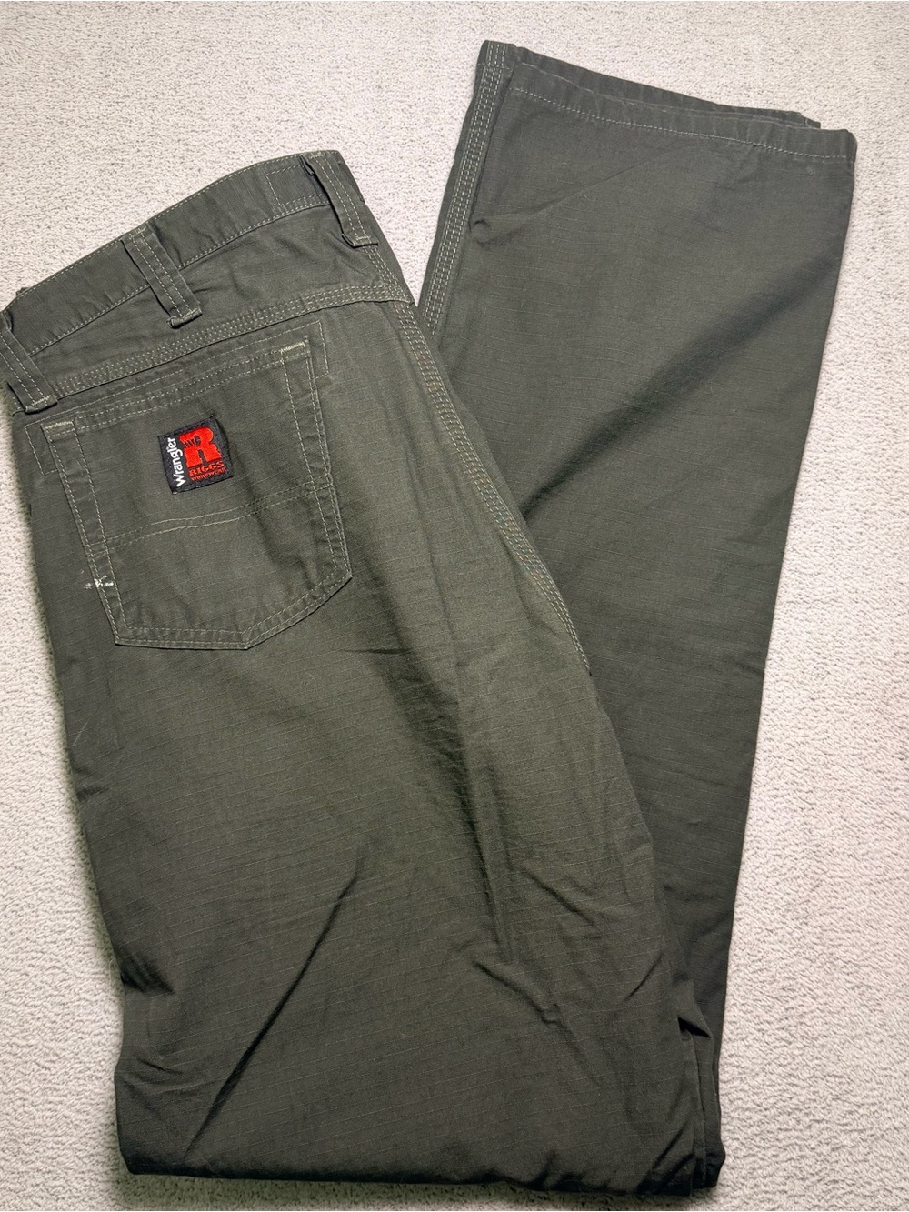 Wrangler Riggs Workwear Pants Men’s 36x36 Tall Green Ripstop Canvas Carpenter